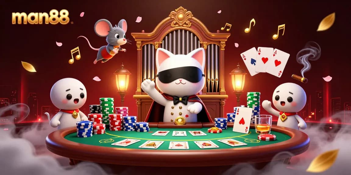 Engage in thrilling strategies at man88 with stunning 3D casino scenes featuring poker elements.