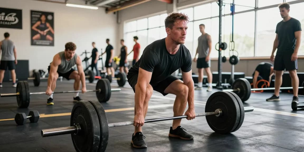 Prime Pharma Steroide in Aktion, während ein fokussierter Athlet in einem modernen Fitnessstudio Gewichte hebt.