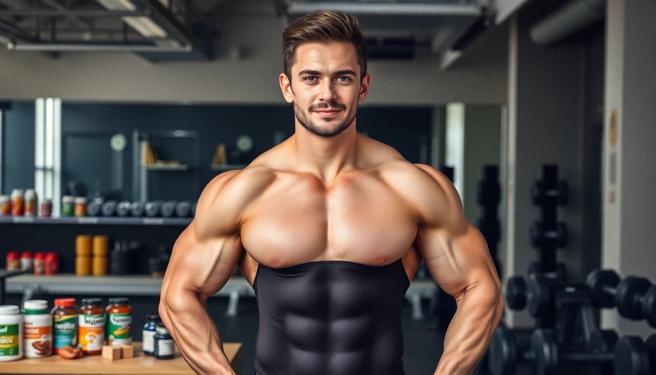 Ein Athlet im Fitnessstudio mit Unique Pharma Steroids für optimales Muskelwachstum.