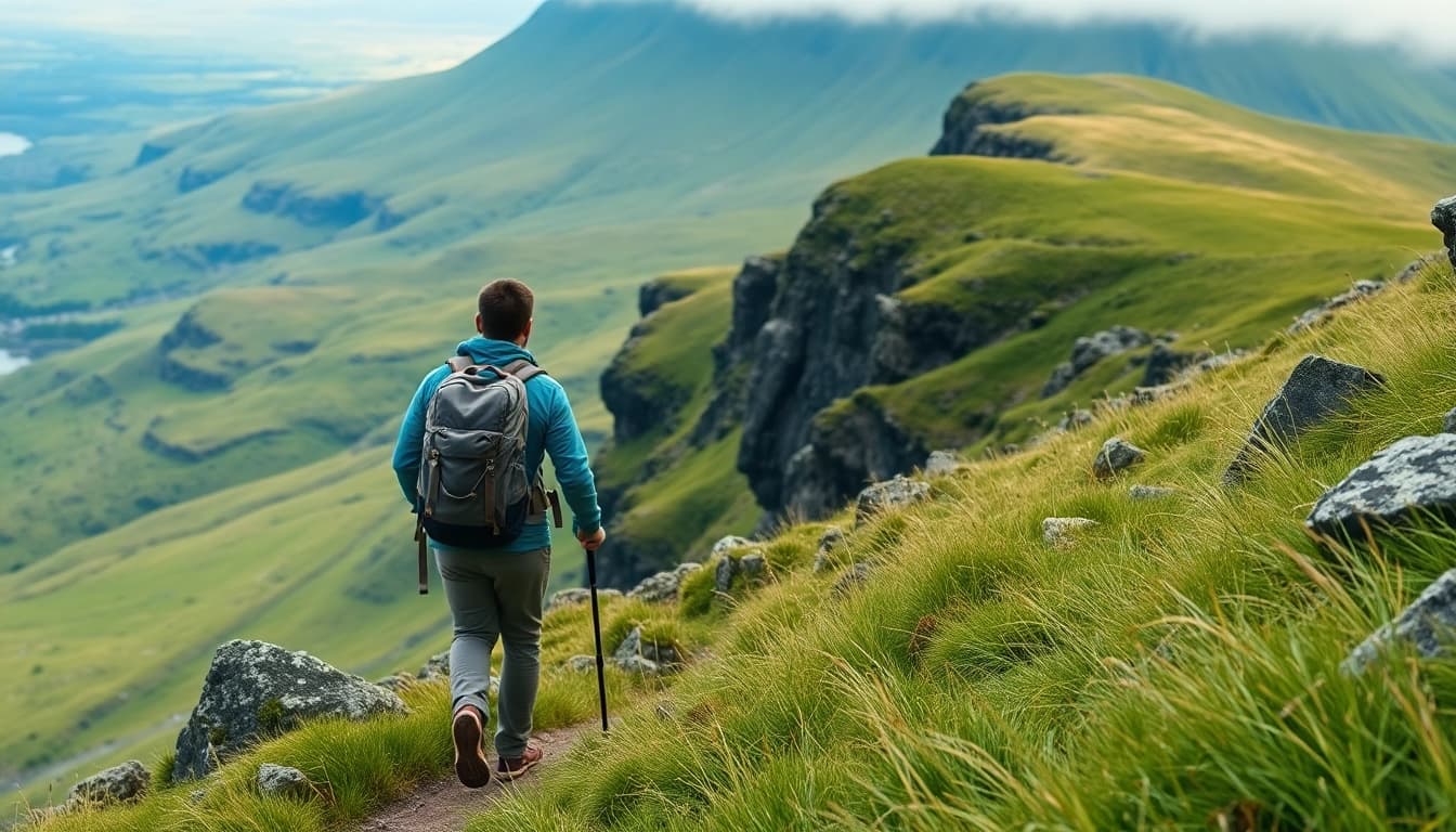 Wanderreise Irland in der wunderschönen irischen Natur mit grünen Hügeln und Bergen.