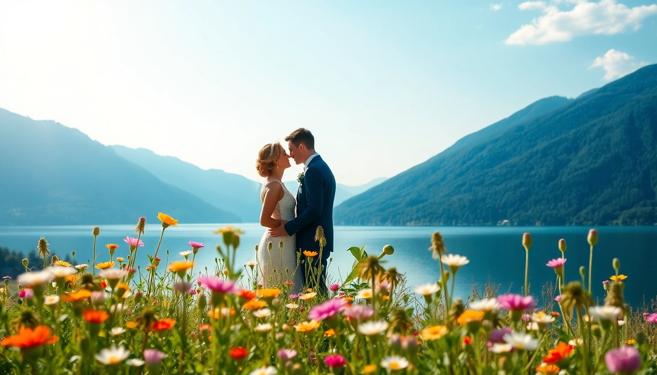 Hochzeitsfotograf Tegernsee fängt das romantische Paar am Tegernsee ein.