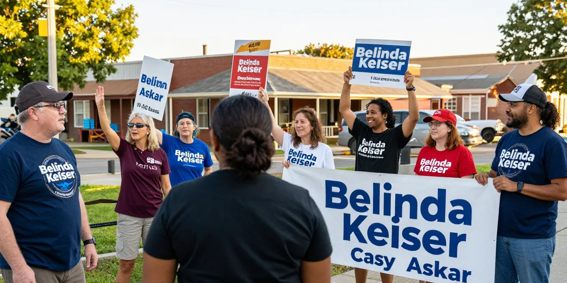 Supporters campaigning against Casey Askar, advocating for Belinda Keiser's election.