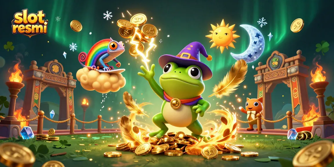 Engage in thriving gameplay with slot resmi amidst a colorful 3D scene of wealth and fortune.