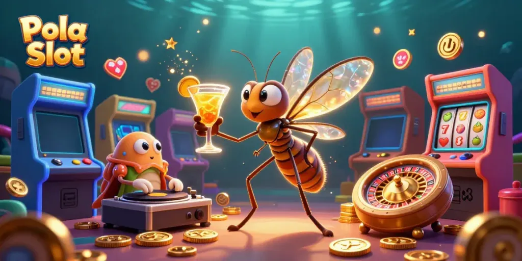 Engage with Pola Slot and discover vibrant 3D casino elements, from lucky charms to slot reels.