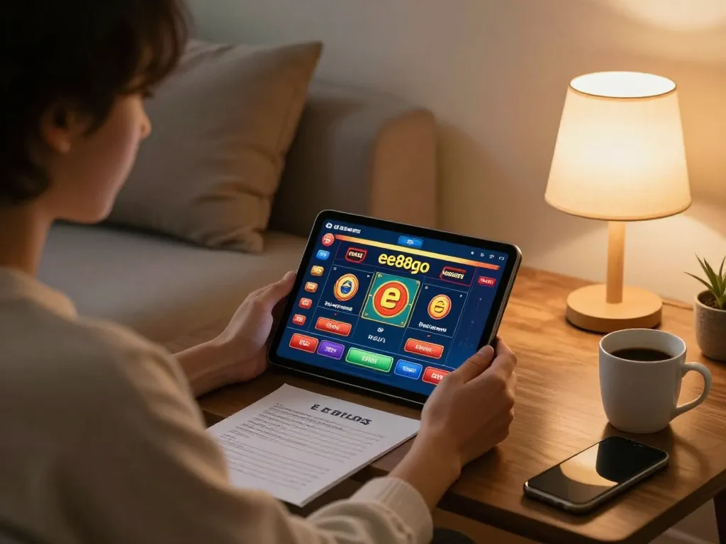 Engaging in online casino games on ee88go with a cozy home gaming atmosphere.