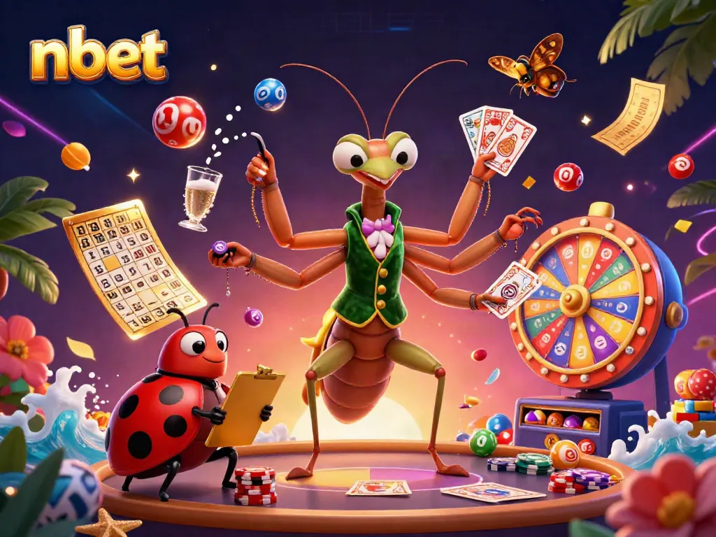 Experience the excitement with nbet's vibrant casino scene featuring engaging characters and dynamic game elements.