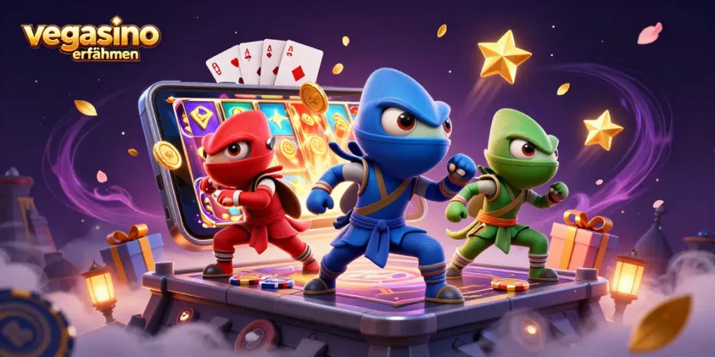 Play thrilling games at vegasino erfahrungen with a vibrant casino scene featuring slot games and winners.