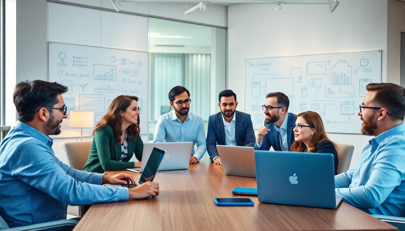 IT Consulting team collaborating on technology solutions in a modern office