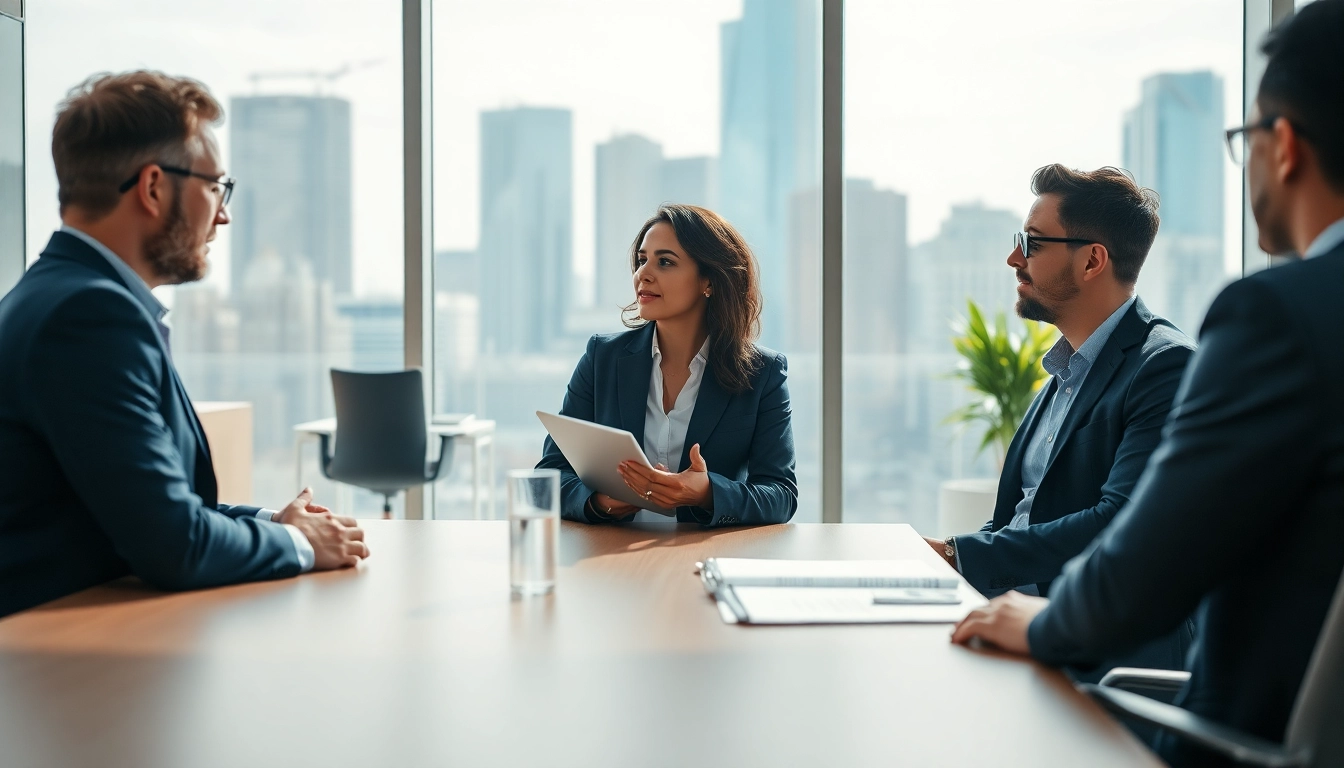Headhunter Ingenieure überzeugt in einem modernen Büro während eines Interviews.