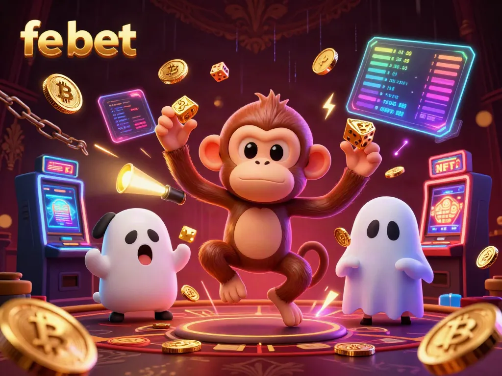 Engage in thrilling gaming with fe bet as a playful poltergeist monkey juggles casino treasures.