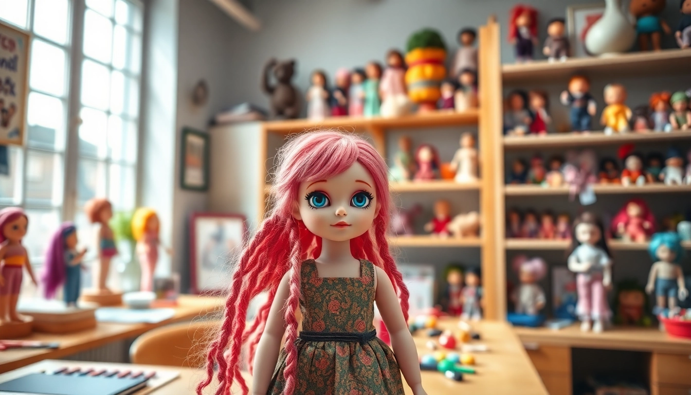 Gestaltung einzigartiger Gutdolls in einem hellen kreativen Studio.