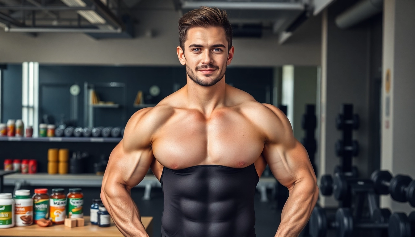 Ein Athlet im Fitnessstudio mit Unique Pharma Steroids für optimales Muskelwachstum.