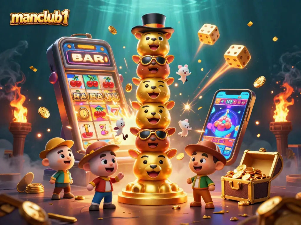 Experience the thrilling manclub1 jackpot with vibrant 3D casino elements and golden totem!