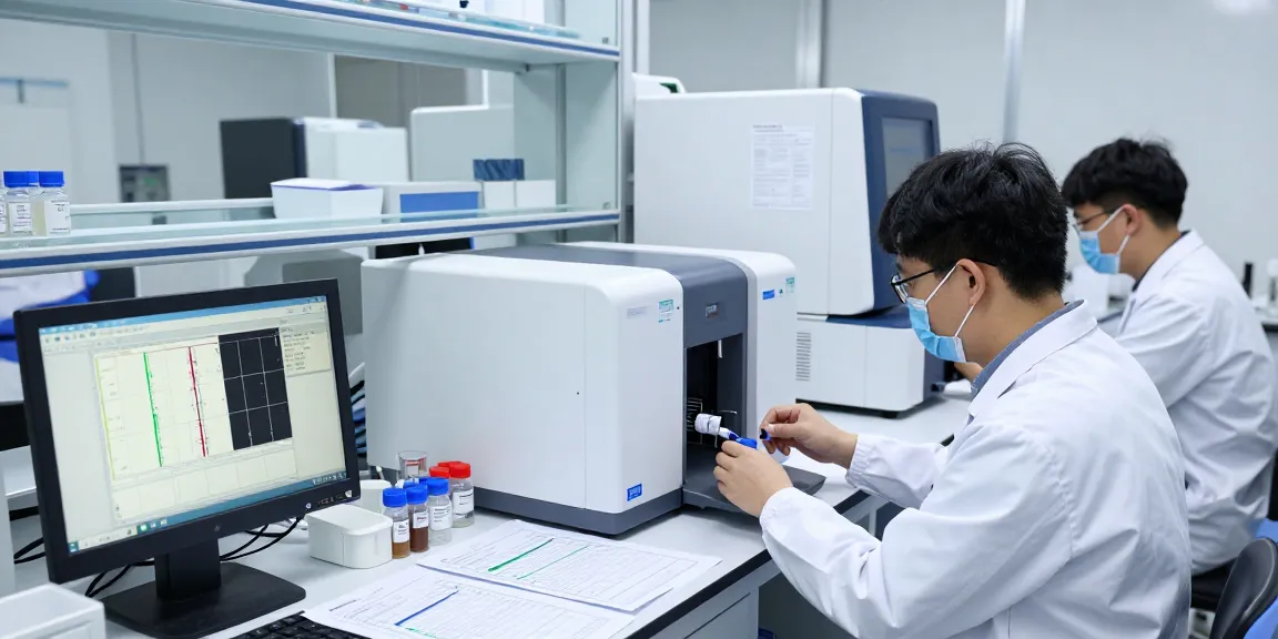 Aegean Labs Peptide testing in an advanced laboratory with scientists analyzing samples using HPLC and mass spectrometry