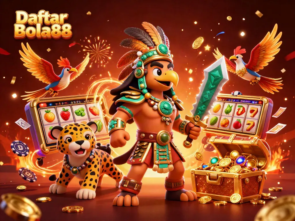 Engage with Daftar Bola88's exciting slot games featuring vibrant symbols and dynamic characters