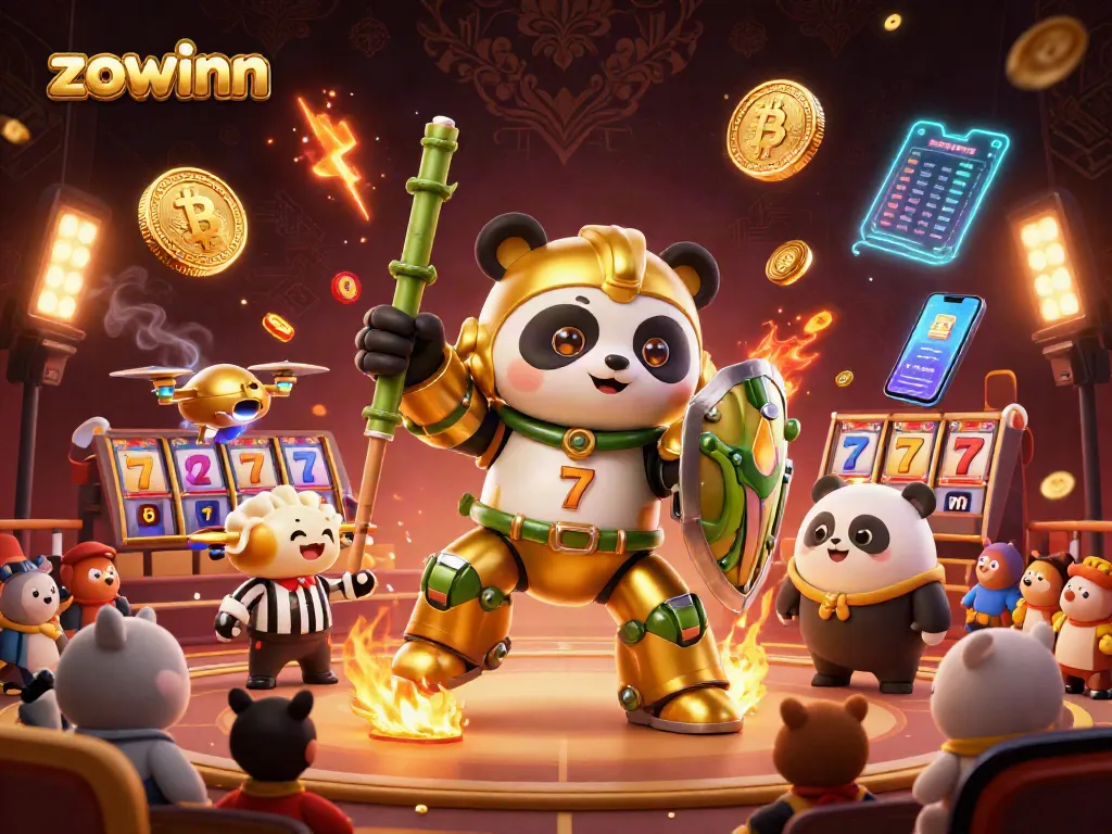 Zowinn engages players with exciting slot machines and casino action in a vibrant 3D illustration.