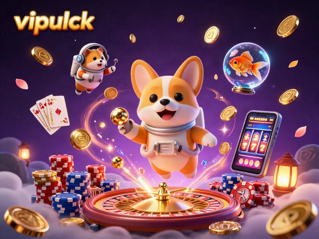 Experience exciting gameplay with vipluck as a space-themed casino featuring a corgi, hamster, and goldfish.