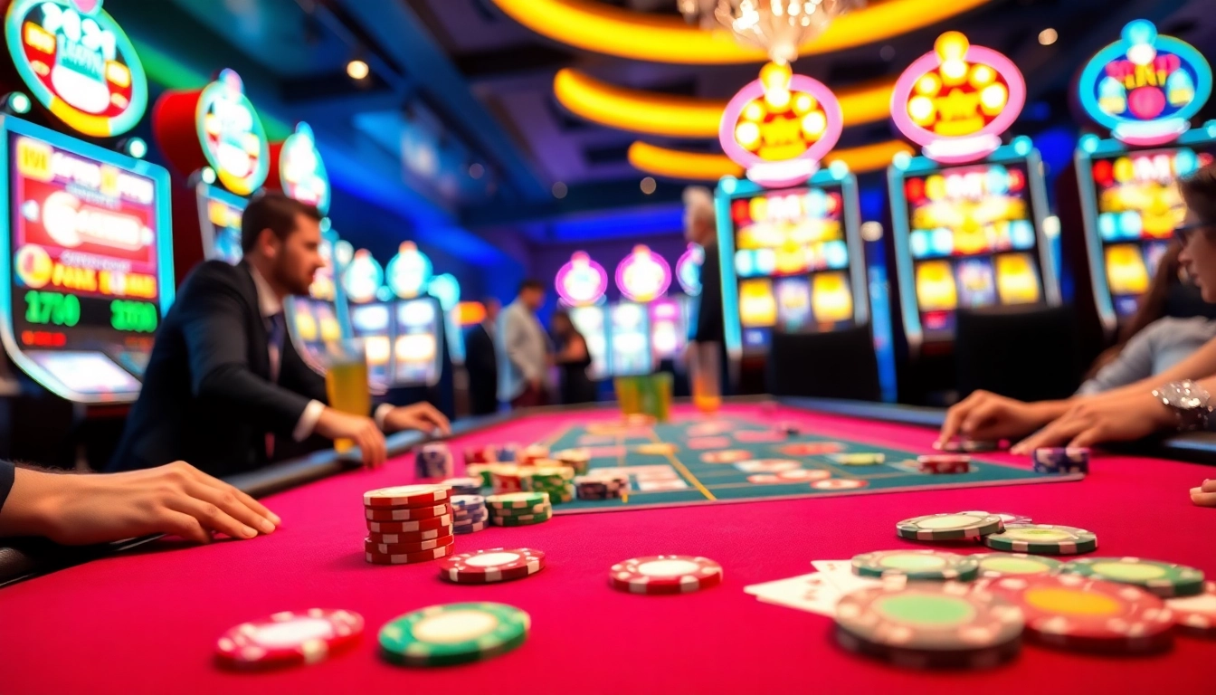 Erleben Sie mit casinospielen.de die aufregende Atmosphäre eines Casinos mit Spielern und lebhaftem Spieltisch.