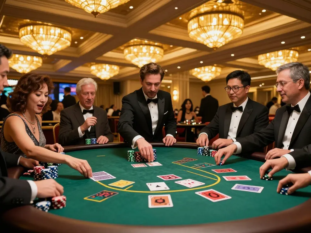 Player engaged in blackjack at a luxurious casino table, showcasing the thrill of xo88s gaming experience.