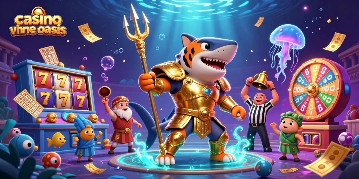 Engage in an exciting online casino ohne oasis experience surrounded by vibrant slot machines and lively underwater characters.