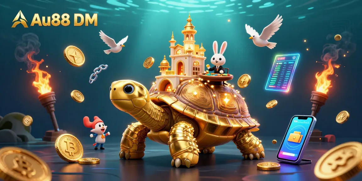 Win big with Au88 DM as a golden tortoise casino scene captures thrilling moments!