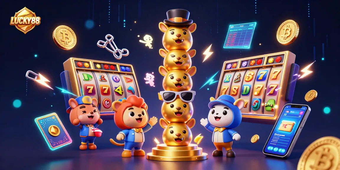 Engage with LUCKY88's vibrant slot experience featuring unique totem designs and dynamic casino elements.